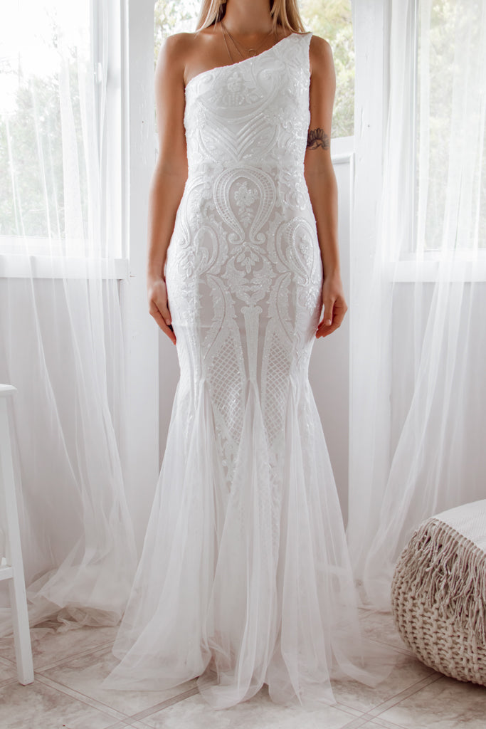 Robe De Mariée Asymétrique Paillethée - vue 5