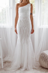 Robe De Mariée Asymétrique Paillethée - vue 5