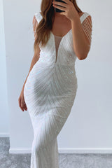 Robe De Mariée Longue À Sequins - vue 4