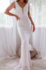 Robe de mariée longue à sequins Valencia, vue de dos