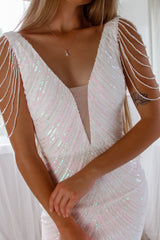 Robe de mariée longue à sequins Valencia, détail des sequins