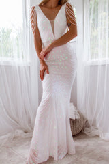 Robe de mariée longue à sequins Valencia, détail du tissu