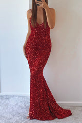 Robe De Mariée Rouge Pailletée Velours - vue 7