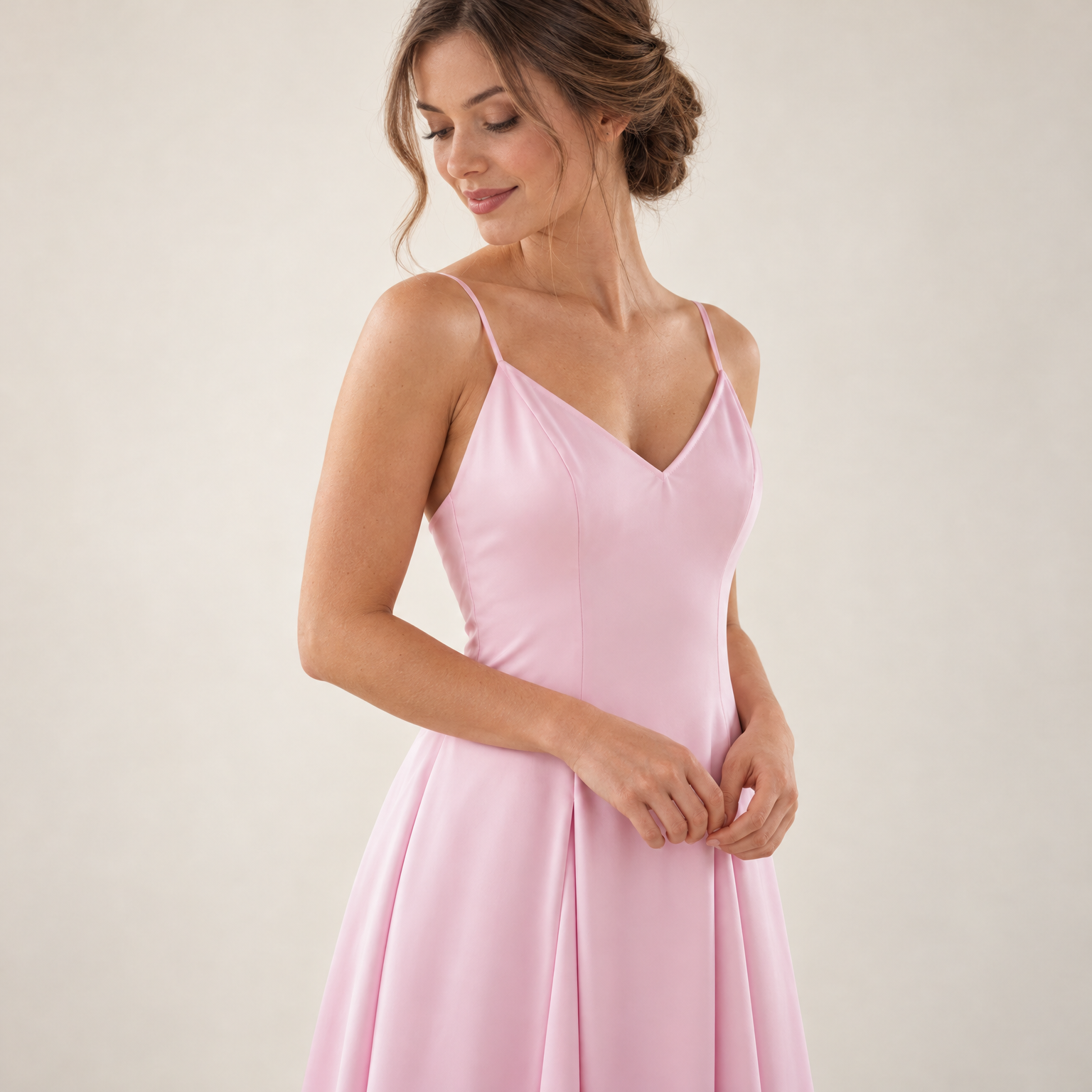 Robe De Mariée Satin Col V portée