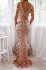 Robe De Mariée Sequins Dorés - vue 3