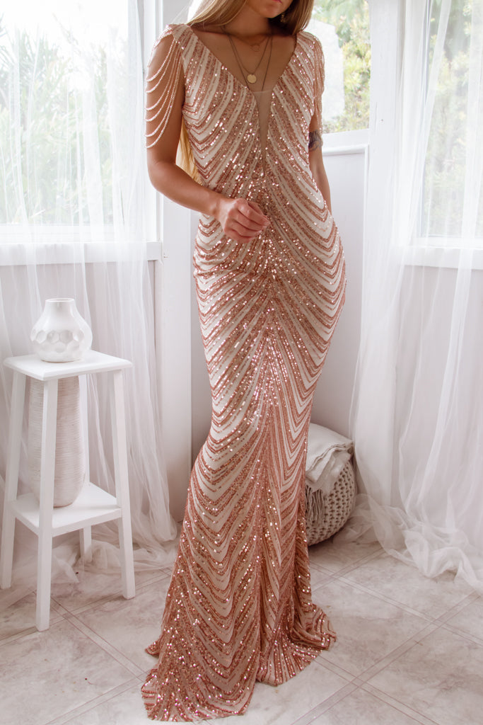 Robe De Mariée Sequins Dorés - vue 8