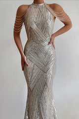 Robe de mariée sirène pailletée, vue de face