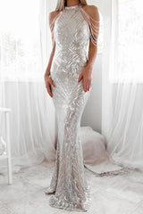 Robe de mariée sirène pailletee, vue de dos