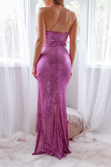 Robe De Soirée Halter À Sequins - vue 2