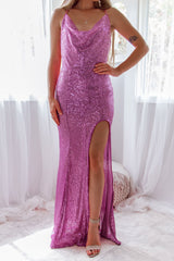 Robe De Soirée Halter À Sequins - vue 7