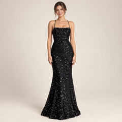 Robe De Soirée Longue À Sequins Monera portée