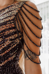 Robe De Soirée Longue Bustier Noire - vue 4