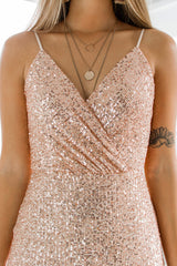 Robe Longue À Sequins Rose Gold - vue 6