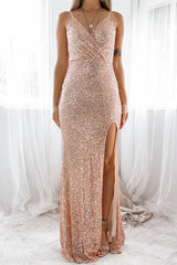 Robe Longue À Sequins Rose Gold - vue 8