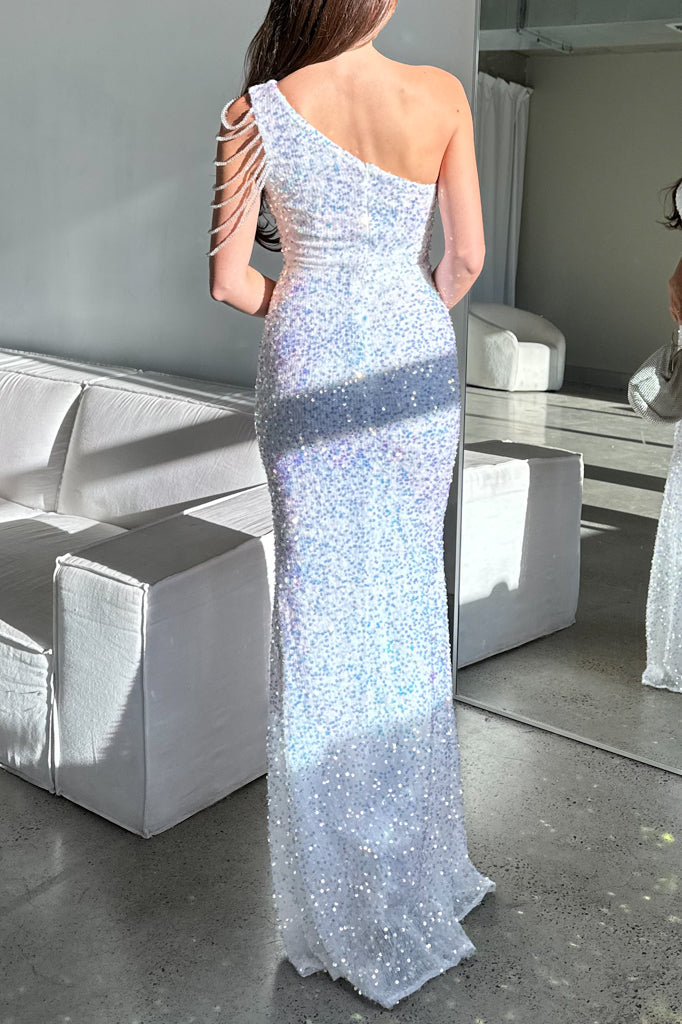 Robe Longue Asymétrique À Sequins - vue 2