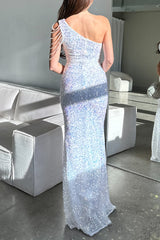 Robe Longue Asymétrique À Sequins - vue 2