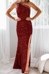 Robe Longue Asymétrique À Sequins Catalina - vue 4
