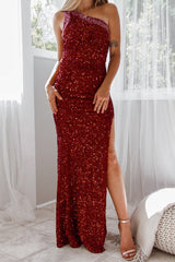 Robe Longue Asymétrique À Sequins Catalina - vue 5