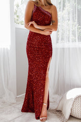 Robe Longue Asymétrique À Sequins Catalina - vue 6