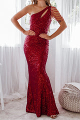 Robe Longue Asymétrique à Sequins - vue 10