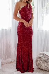 Robe Longue Asymétrique à Sequins - vue 16