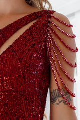 Robe Longue Asymétrique à Sequins - vue 17