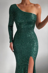 Robe Longue Asymétrique Émeraude - vue 1