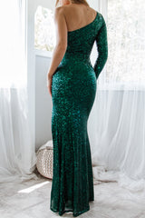 Robe Longue Asymétrique Émeraude - vue 3