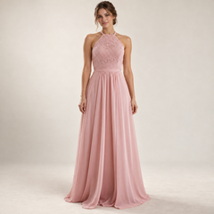 Robe Longue Halter Demoiselle D'Honneur portée