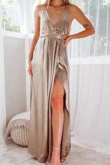 Robe Longue Satin Dos Croisé - vue 5