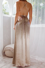 Robe Longue Satin Dos Croisé - vue 9