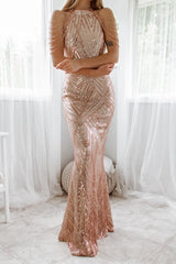 Robe Longue Sequins Rose Gold - vue 13