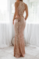 Robe Longue Sequins Rose Gold - vue 5