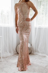 Robe Longue Sequins Rose Gold - vue 8
