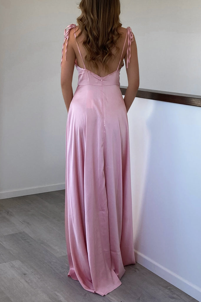 Robe Satin Blush Drapée Romantique - vue 2