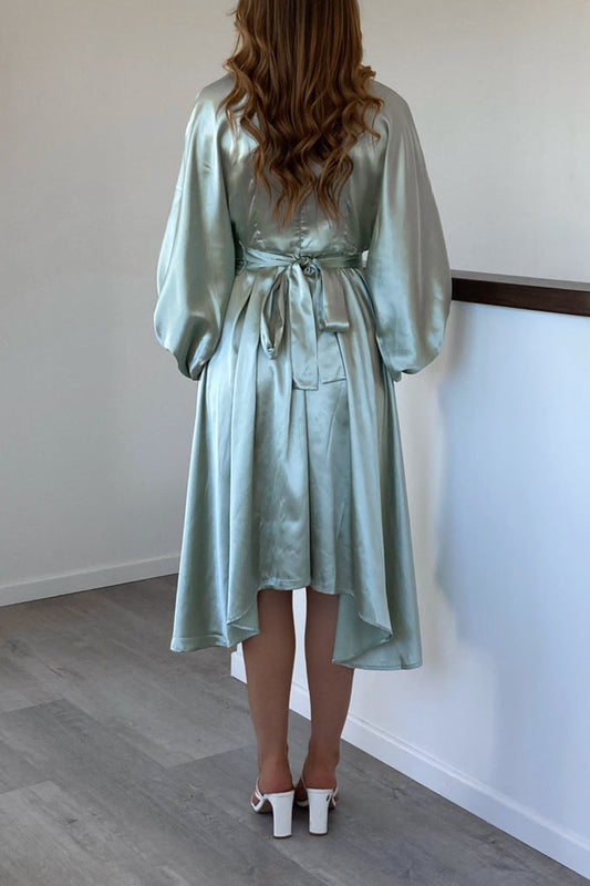 Robe Satin Cache-Cœur Mi-Longue - vue 2