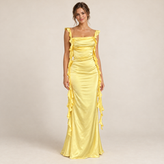 Robe Satin Dos Nu Croisé portée