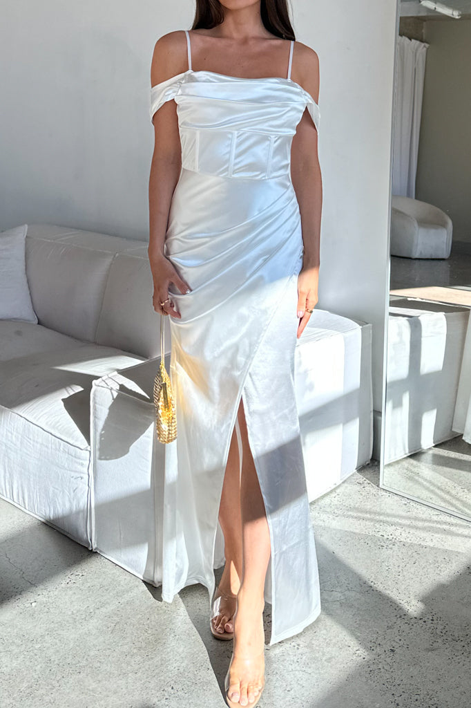 Robe Satin Portefeuille Longue