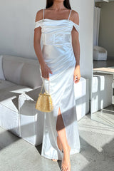 Robe Satin Portefeuille Longue - vue 3