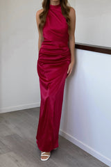 Robe Satinée Halter Élégante - vue 1