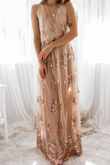 Robe Longue Scintillante Dos Croisé