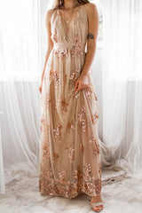 Robe Longue Scintillante Dos Croisé