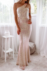 Robe Asymétrique Sequins Irisés
